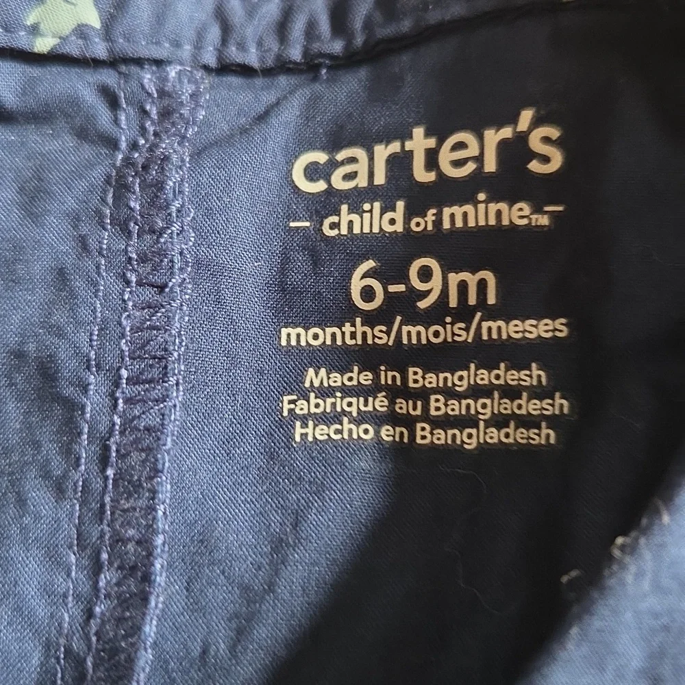 Carter's Navy Shark Print Baby Romper